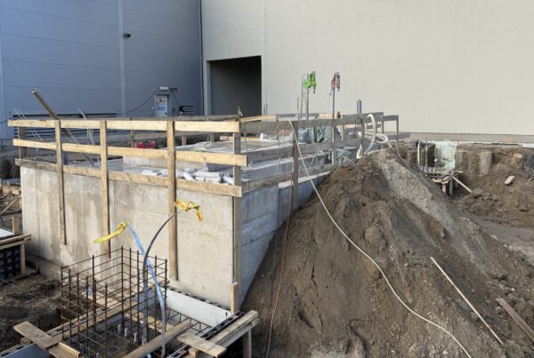 Gas compressor foundation being prepared for epoxy grout pour
